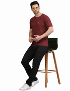 Men's Solid Cotton Regular Fit T-Shirt with Chest Pocket
