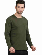 Men's Solid Long Sleeve Cotton T-Shirt with Chest Pocket