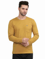 Men's Solid Long Sleeve Cotton T-Shirt with Chest Pocket