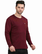 Men's Solid Long Sleeve Cotton T-Shirt with Chest Pocket