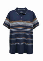 Men's Striped Fit Polo T-Shirt with White Trim