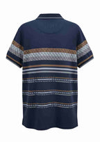Men's Striped Fit Polo T-Shirt with White Trim