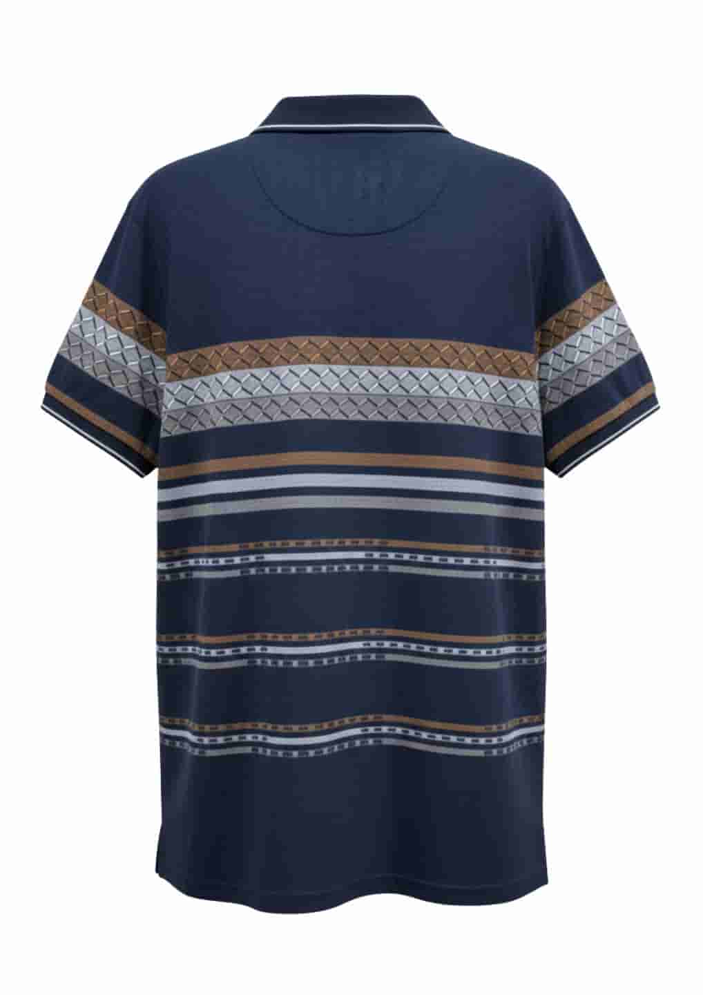 Men's Striped Fit Polo T-Shirt with White Trim