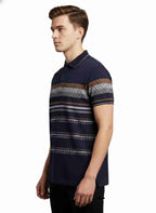 Men's Striped Fit Polo T-Shirt with White Trim
