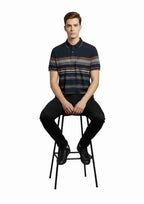 Men's Striped Fit Polo T-Shirt with White Trim