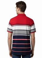 Men's Striped Cotton Regular Fit Polo T-Shirt