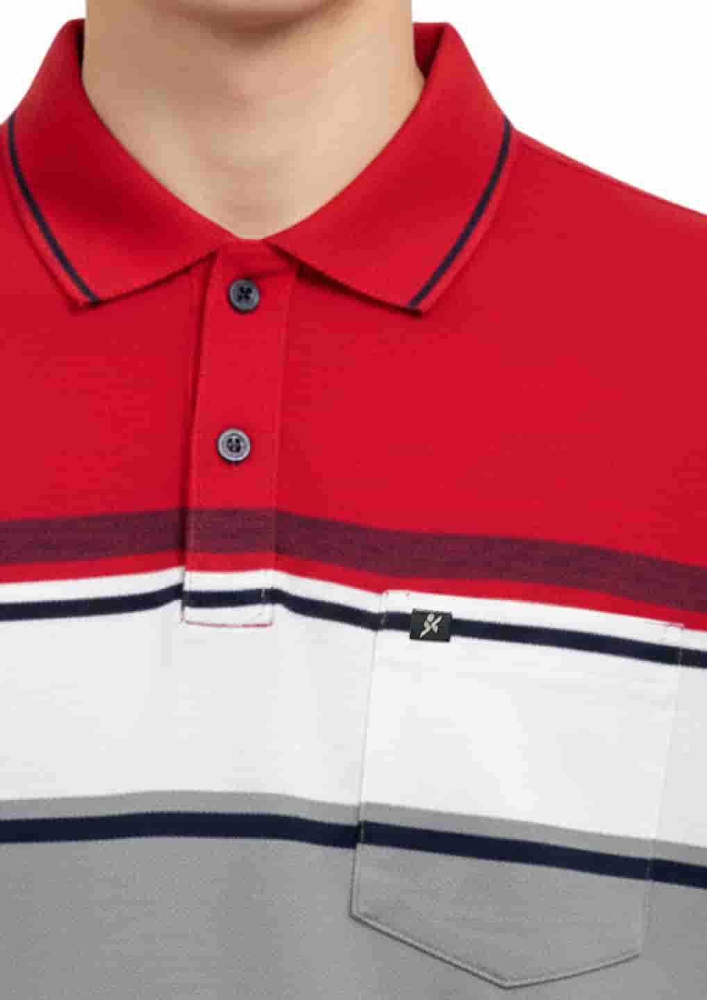 Men's Striped Cotton Regular Fit Polo T-Shirt