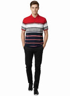 Men's Striped Cotton Regular Fit Polo T-Shirt