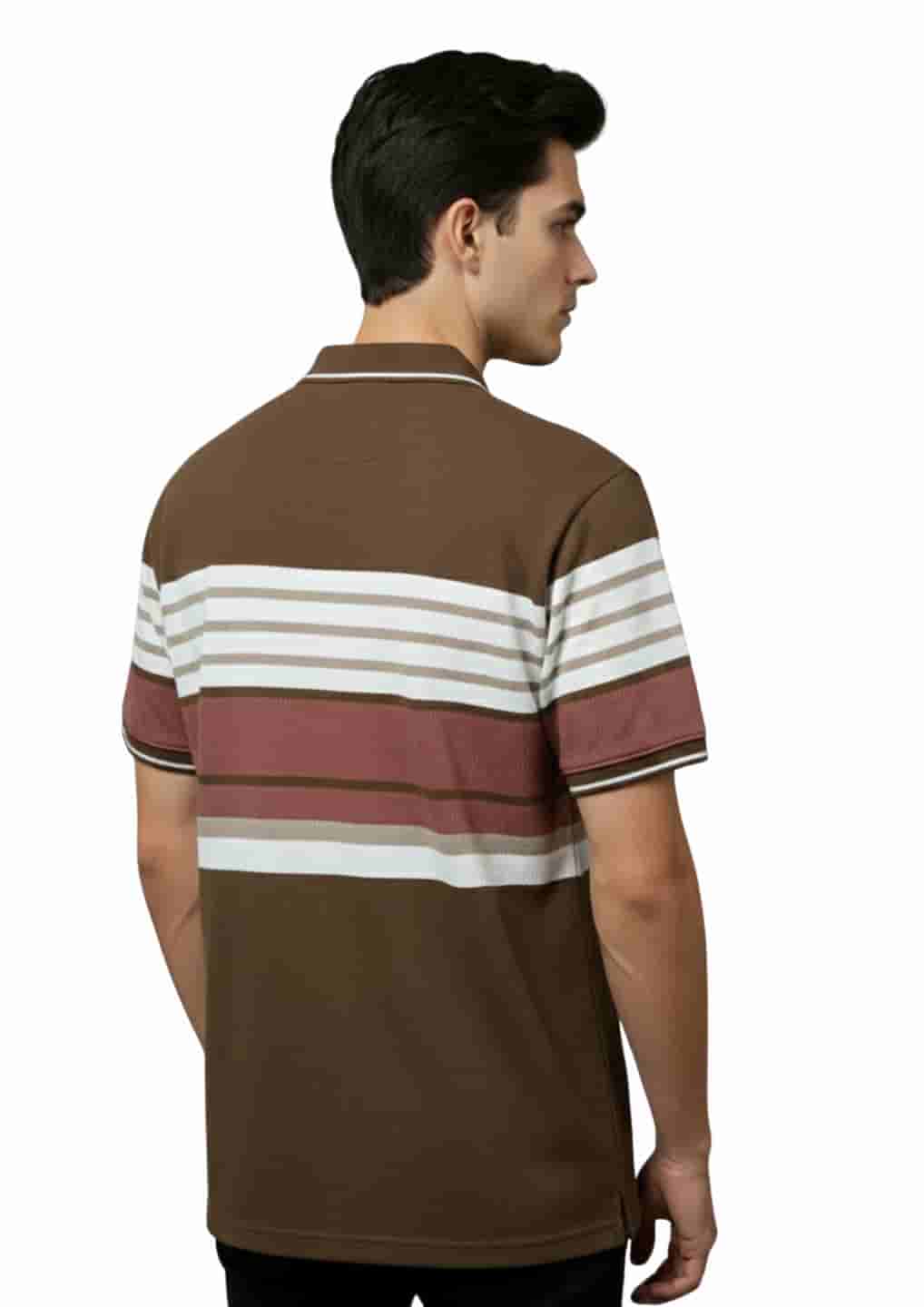 Men's Striped Cotton Regular Fit Polo T-Shirt
