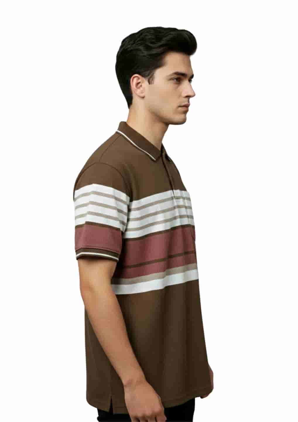Men's Striped Cotton Regular Fit Polo T-Shirt