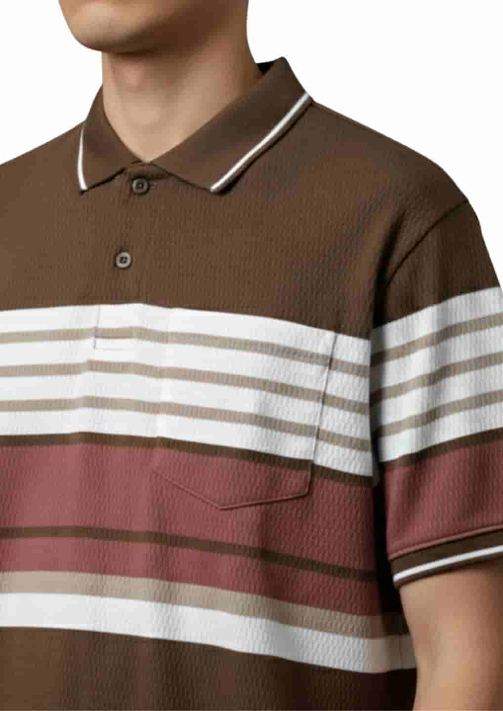 Men's Striped Cotton Regular Fit Polo T-Shirt