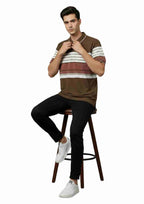 Men's Striped Cotton Regular Fit Polo T-Shirt