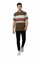 Men's Striped Cotton Regular Fit Polo T-Shirt