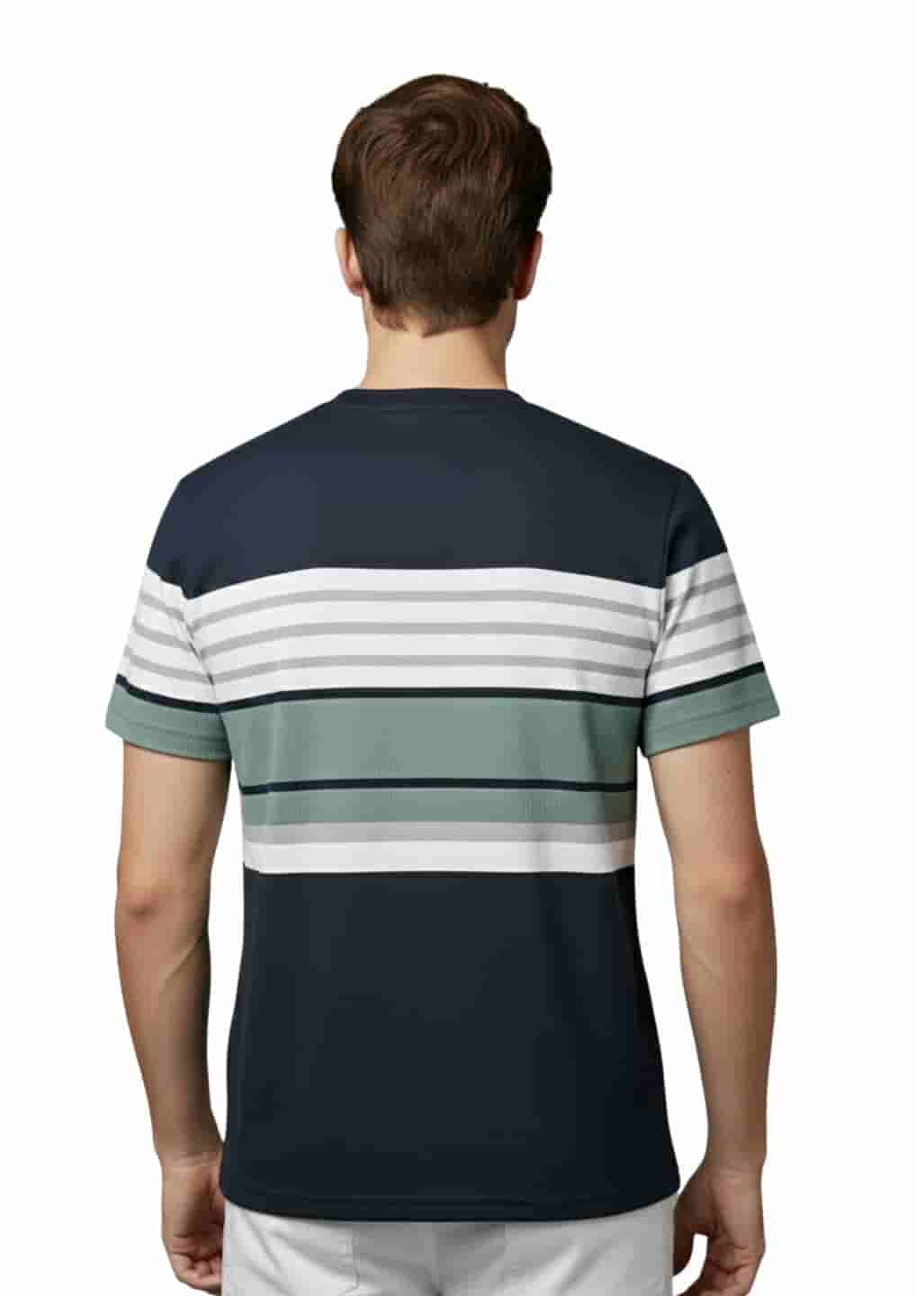 Men's Striped Organic Cotton Polo Neck T-Shirt