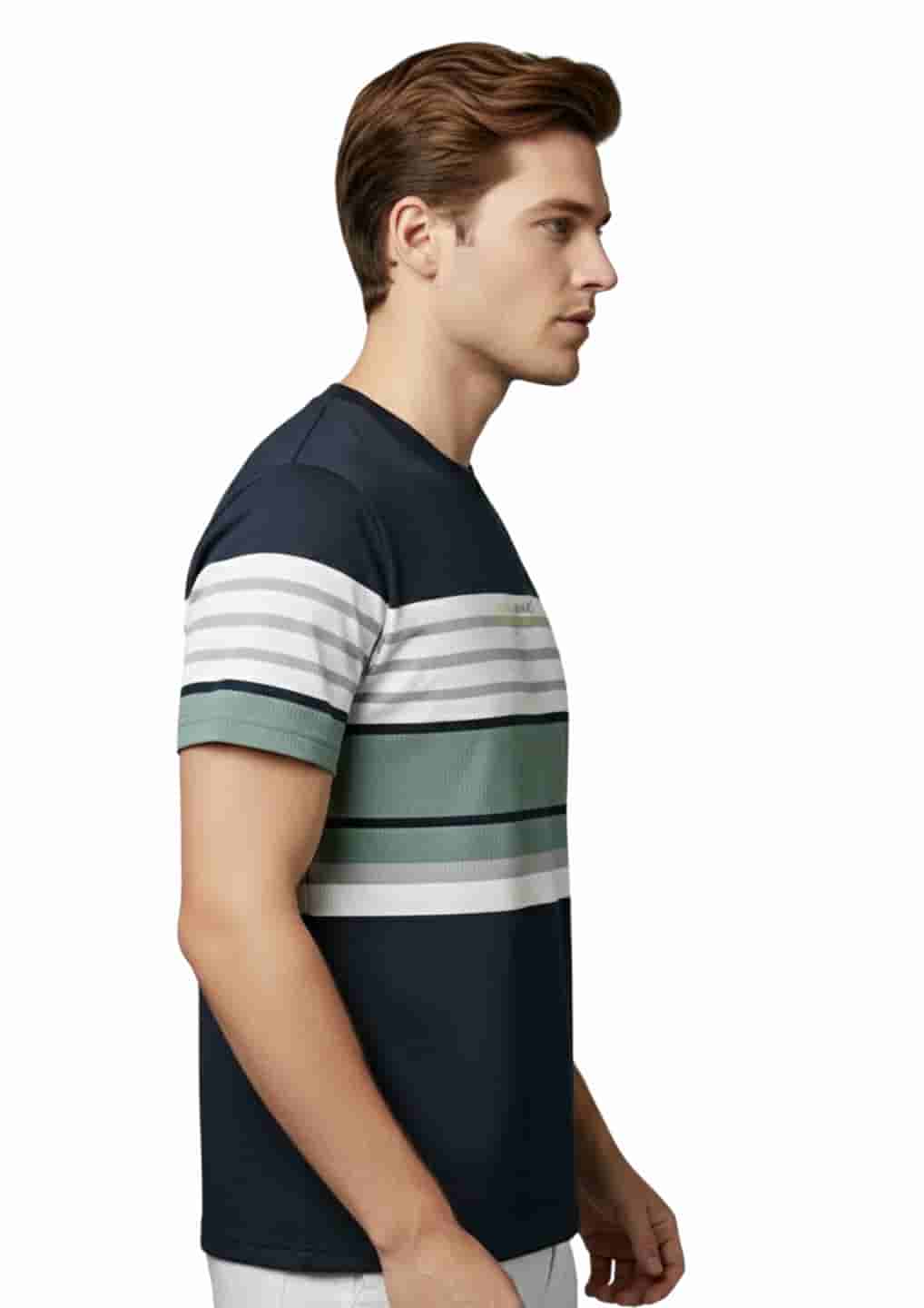 Men's Striped Organic Cotton Polo Neck T-Shirt