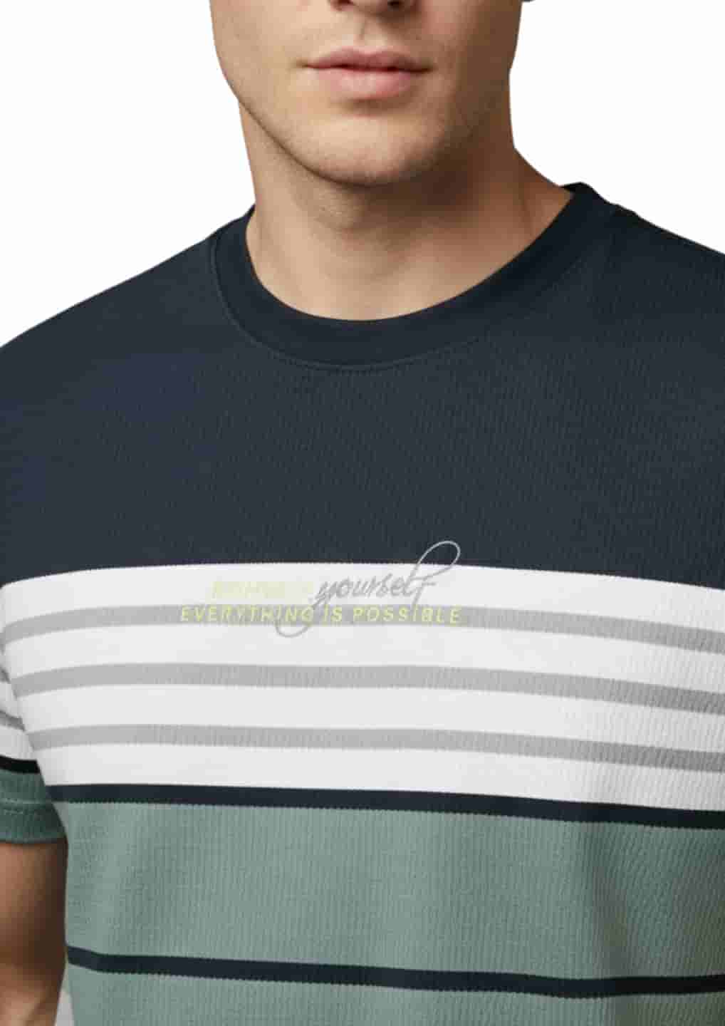 Men's Striped Organic Cotton Polo Neck T-Shirt