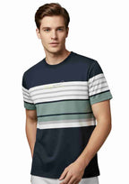 Men's Striped Organic Cotton Polo Neck T-Shirt