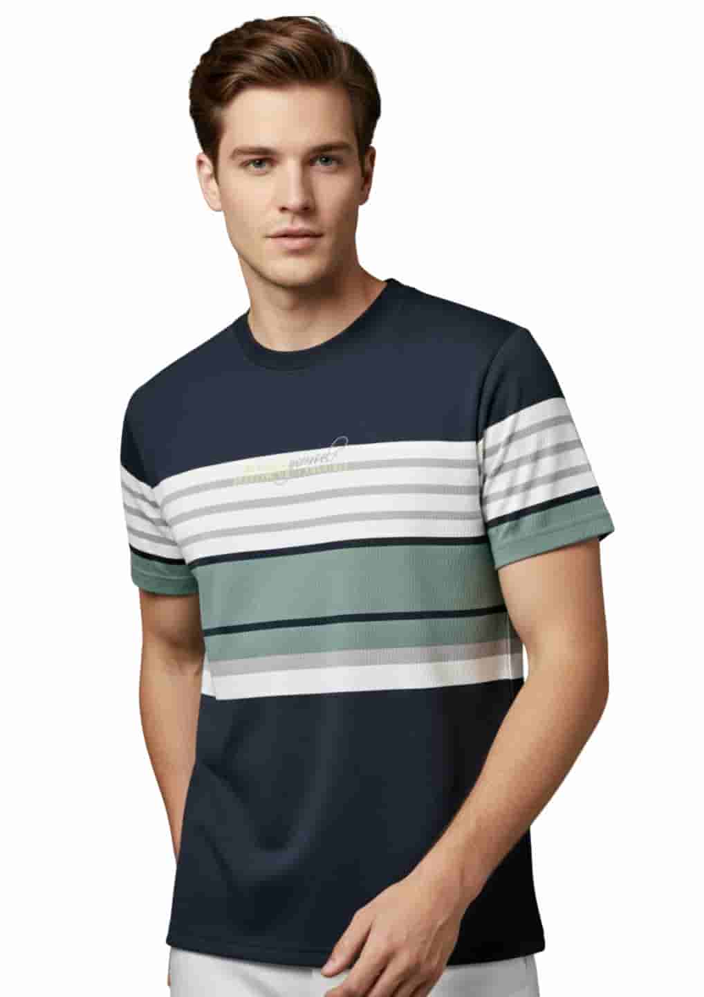 Men's Striped Organic Cotton Polo Neck T-Shirt