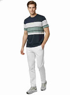 Men's Striped Organic Cotton Polo Neck T-Shirt