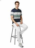 Men's Striped Organic Cotton Polo Neck T-Shirt