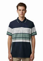 Men's Striped Cotton Regular Fit Polo T-Shirt