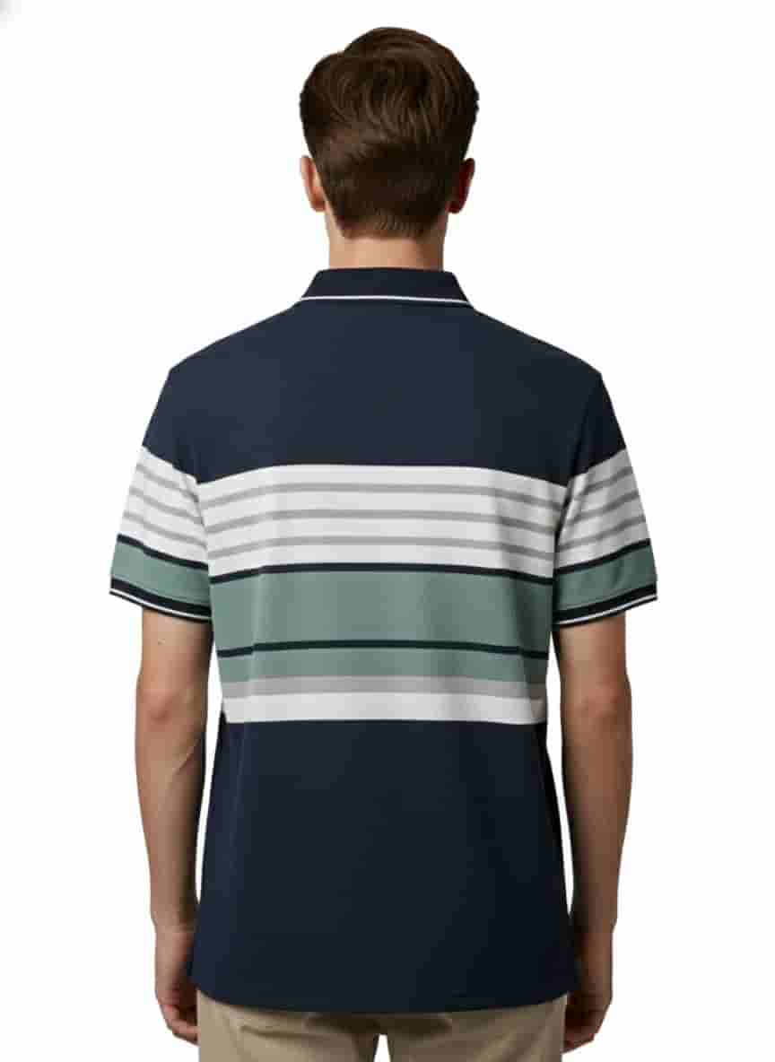 Men's Striped Cotton Regular Fit Polo T-Shirt