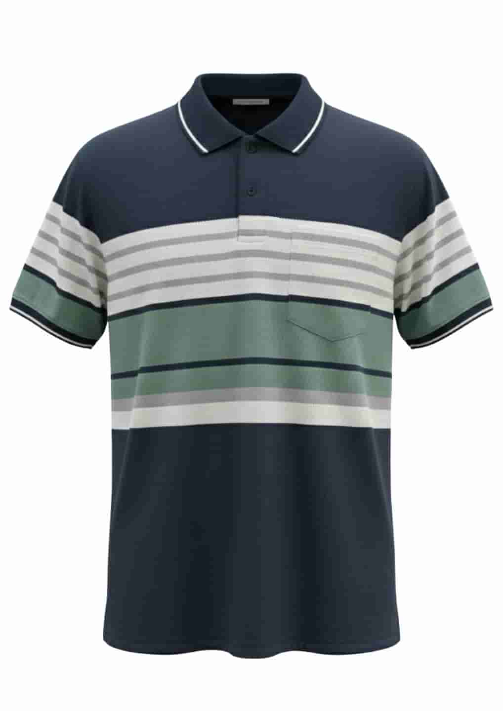 Men's Striped Cotton Regular Fit Polo T-Shirt