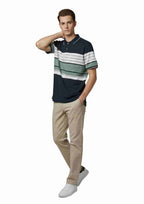 Men's Striped Cotton Regular Fit Polo T-Shirt