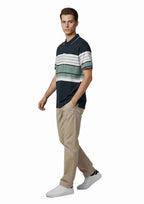 Men's Striped Cotton Regular Fit Polo T-Shirt