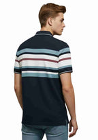 Men's Striped Polo Neck T-Shirt