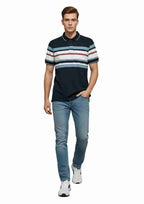Men's Striped Polo Neck T-Shirt