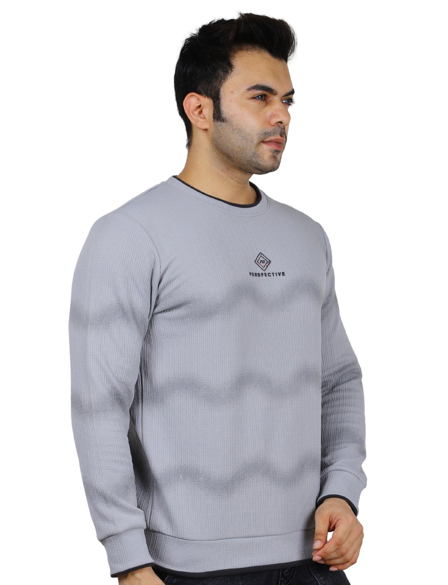 Men's Stone Grey Pullover Sweatshirt Full Sleeve Concrete Crew Neck
