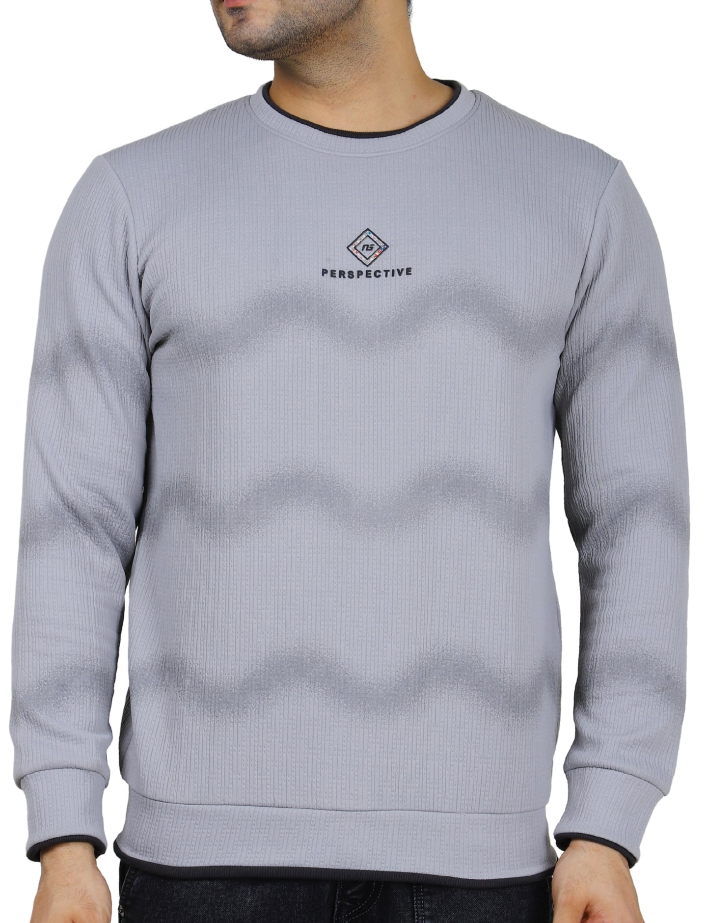 Men's Stone Grey Pullover Sweatshirt Full Sleeve Concrete Crew Neck