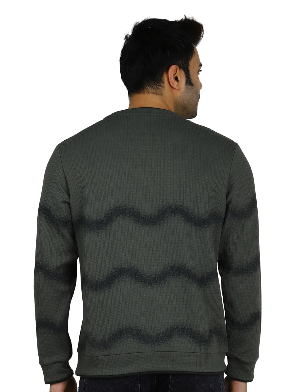 Men's Stone Olive Pullover Sweatshirt Full Sleeve Concrete Crew Neck