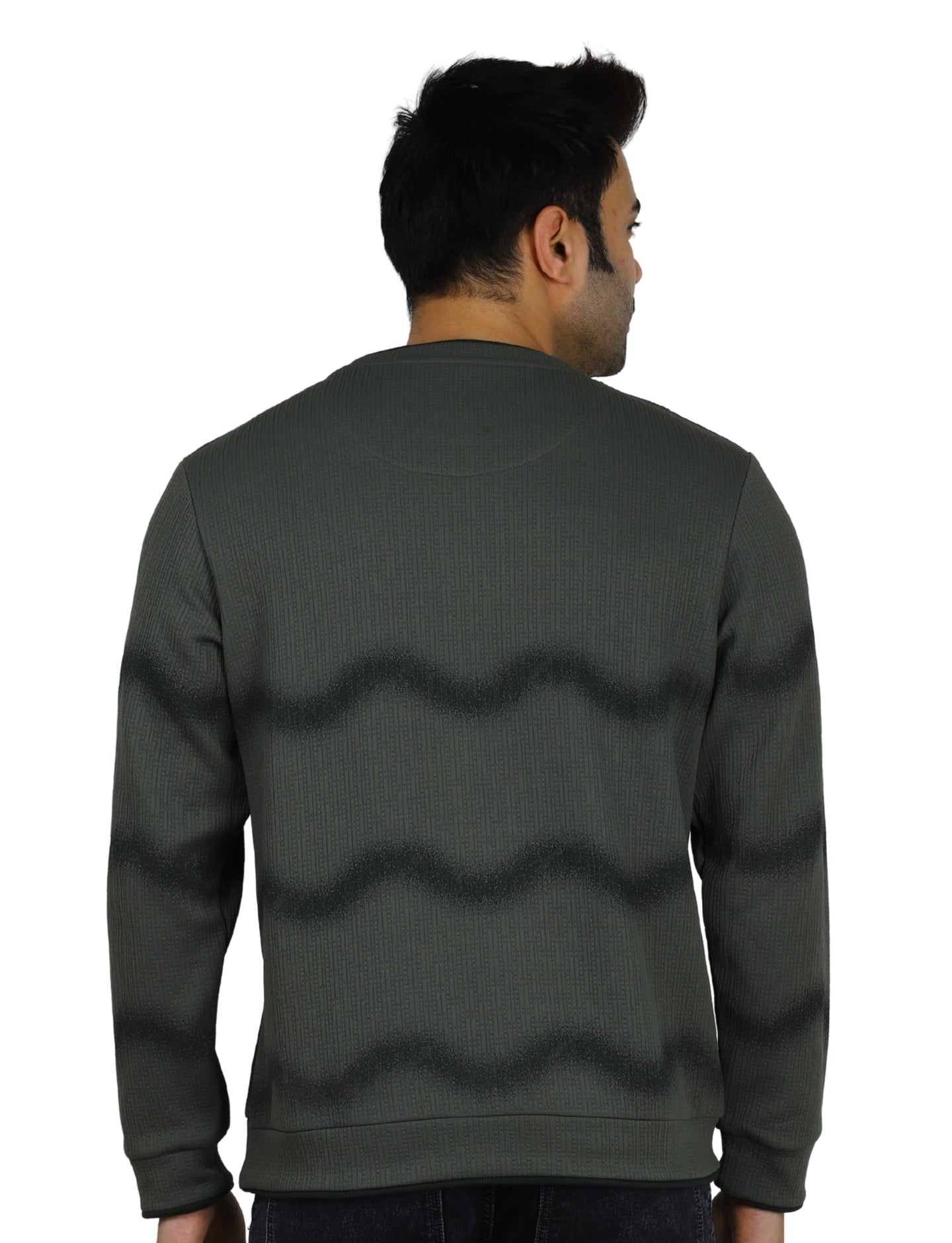 Men's Stone Olive Pullover Sweatshirt Full Sleeve Concrete Crew Neck