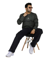 Men's Stone Olive Pullover Sweatshirt Full Sleeve Concrete Crew Neck