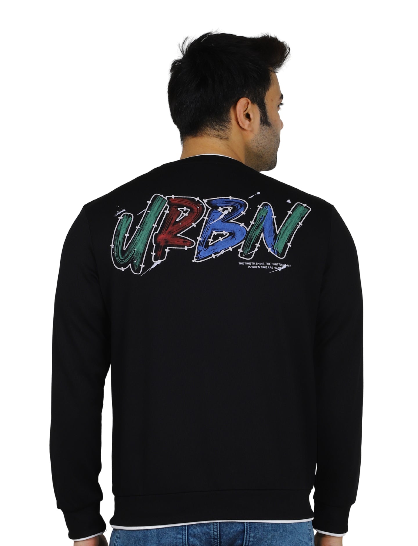 Men's Urban "N" Sweatshirt Full Sleeves Pullover Crew Neck Winter Black