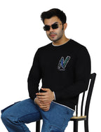 Men's Urban "N" Sweatshirt Full Sleeves Pullover Crew Neck Winter Black