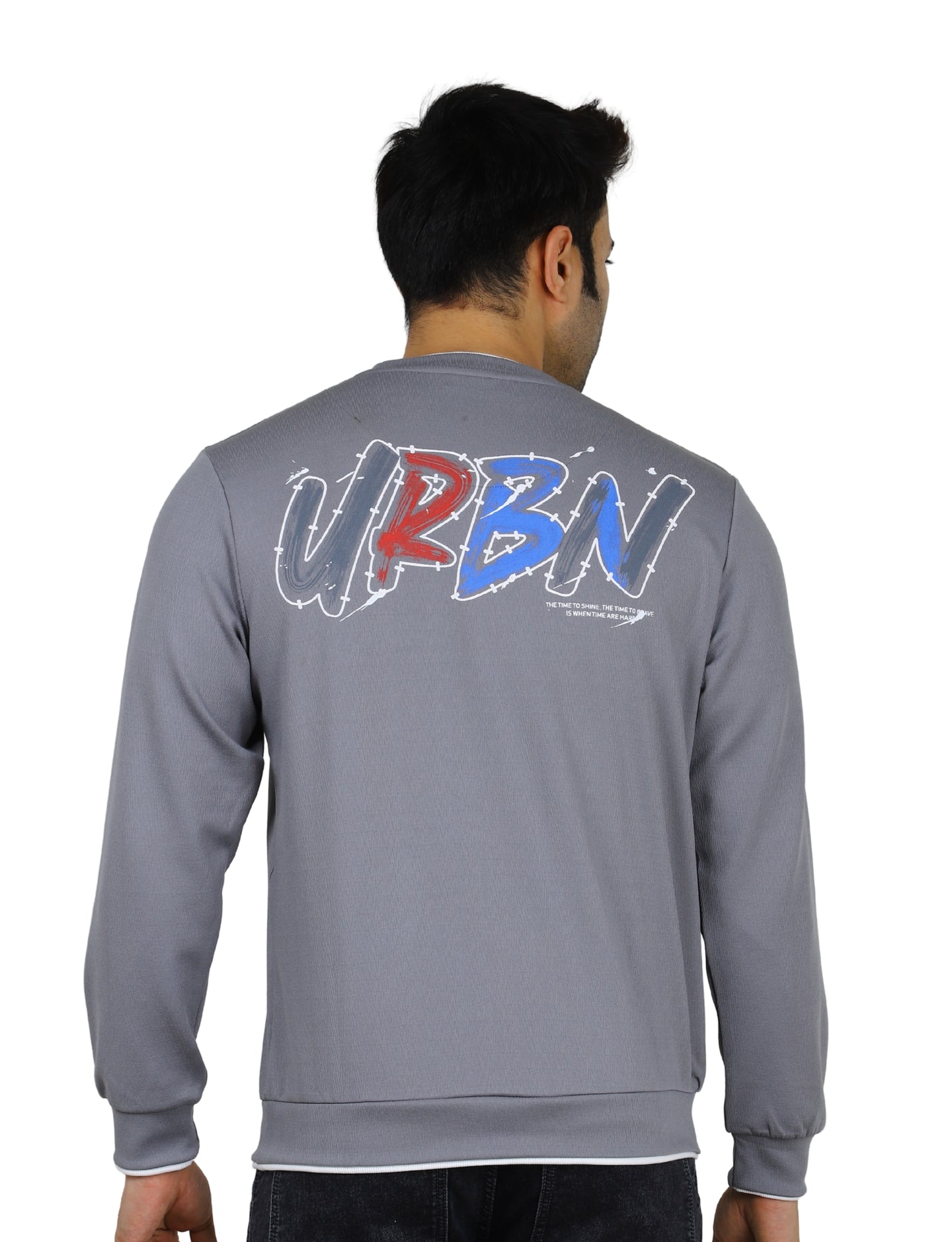 Men's Urban "N" Sweatshirt Full Sleeves Pullover Crew Neck Winter Grey