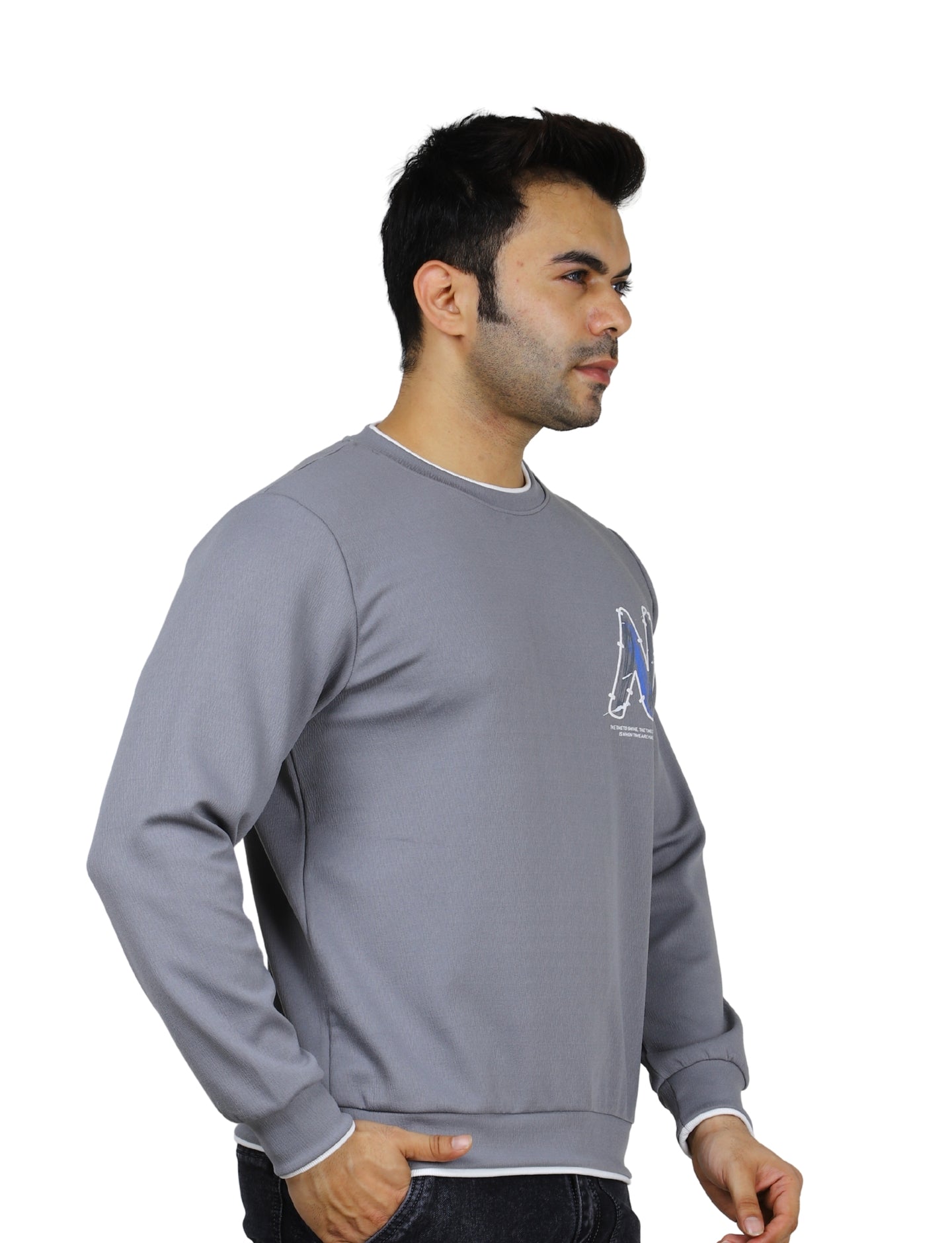 Men's Urban "N" Sweatshirt Full Sleeves Pullover Crew Neck Winter Grey