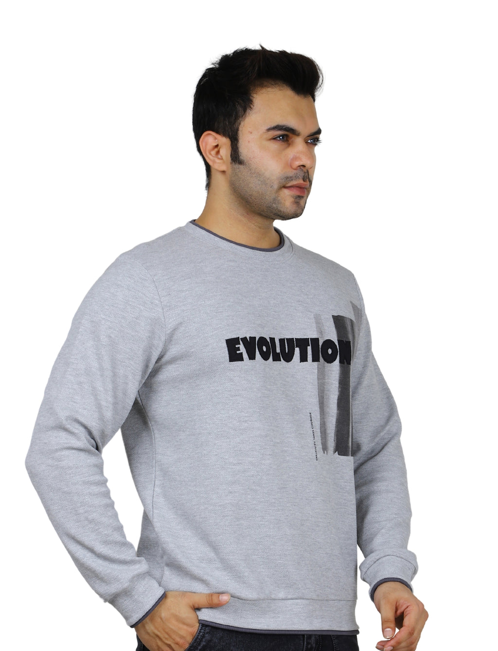 Men's Evolution Crew Creative Courage Sweatshirt Full Sleeve Pullover Grey