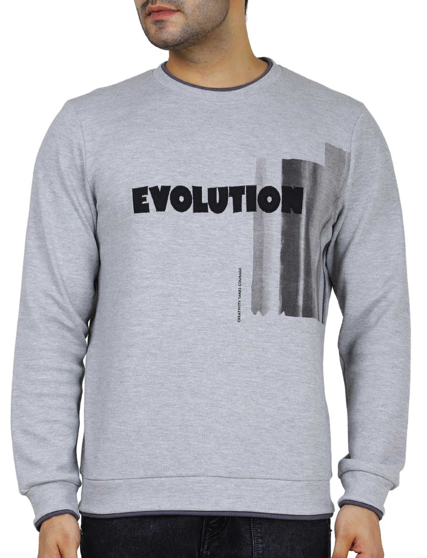 Men's Evolution Crew Creative Courage Sweatshirt Full Sleeve Pullover Grey
