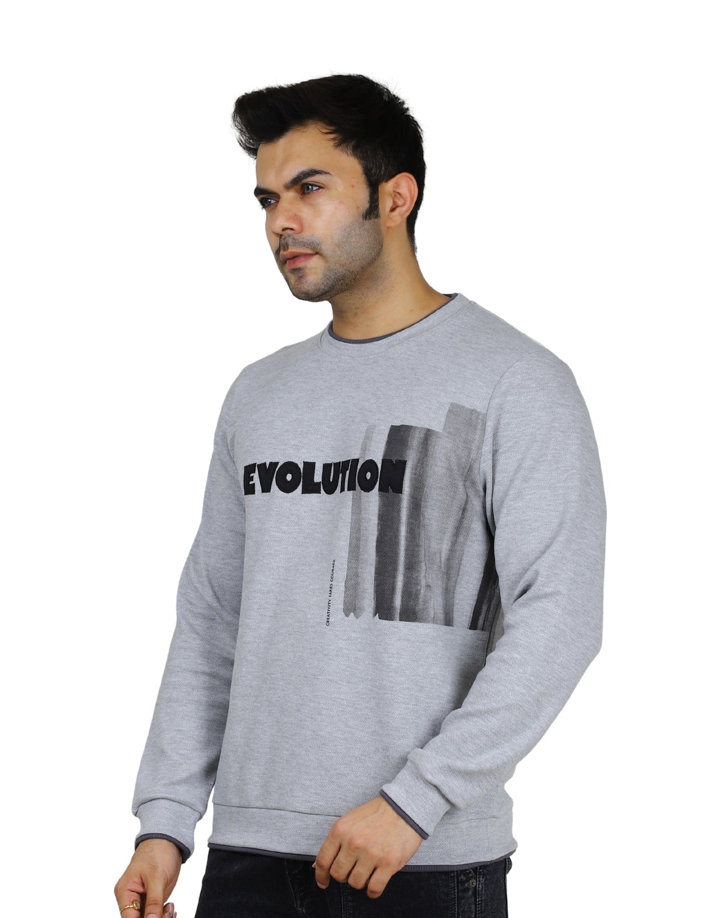 Men's Evolution Crew Creative Courage Sweatshirt Full Sleeve Pullover Grey