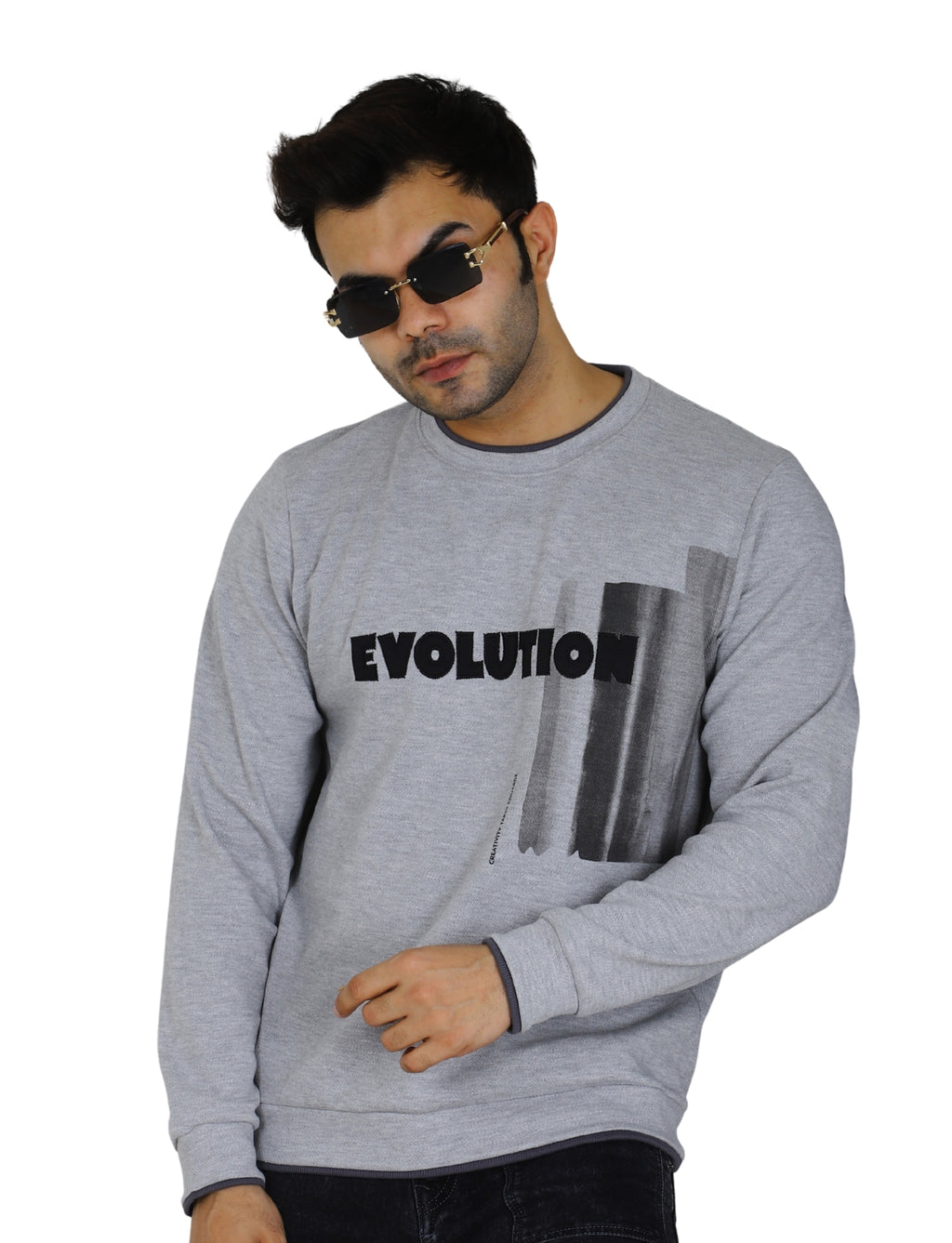 Men's Evolution Crew Creative Courage Sweatshirt Full Sleeve Pullover Grey