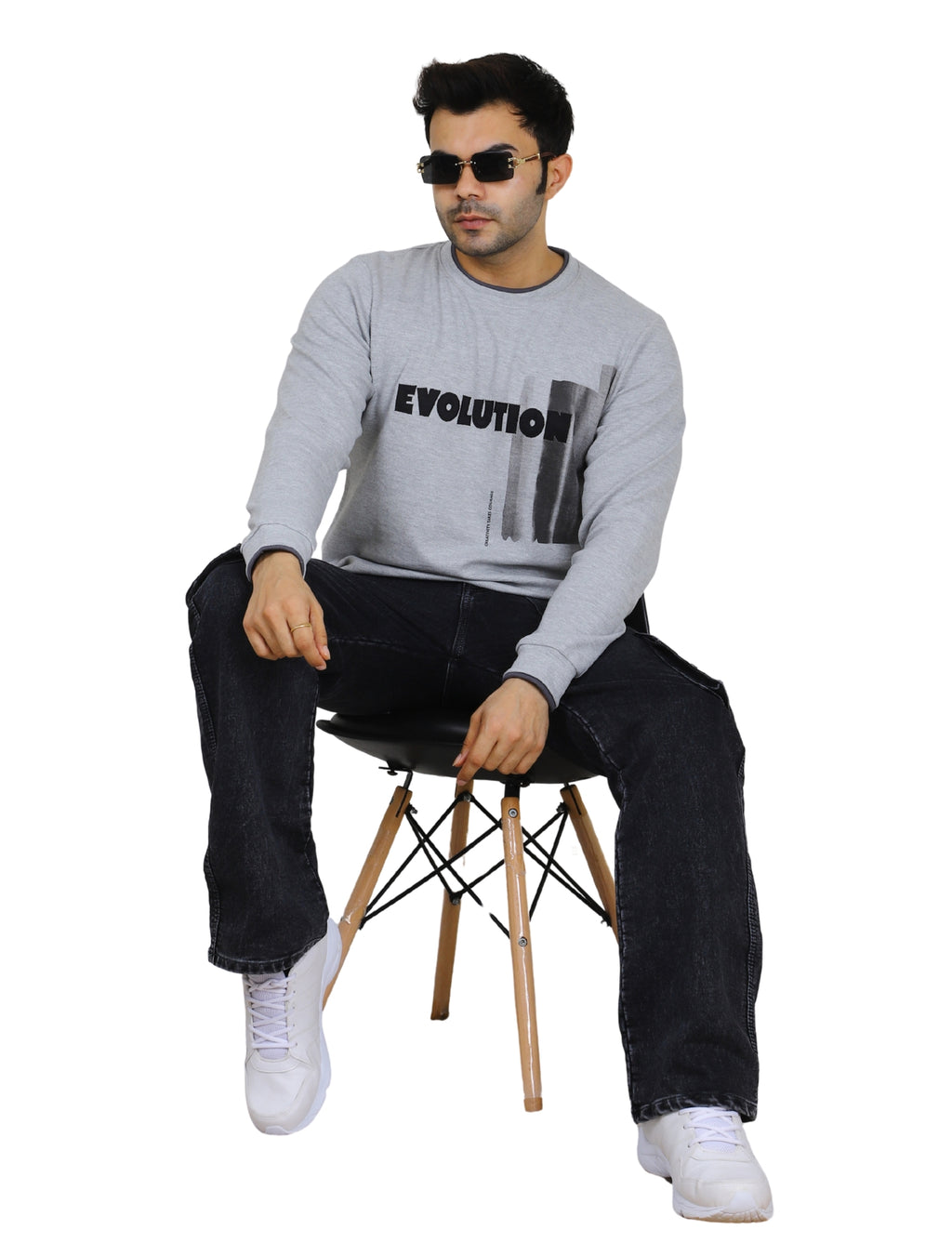 Men's Evolution Crew Creative Courage Sweatshirt Full Sleeve Pullover Grey