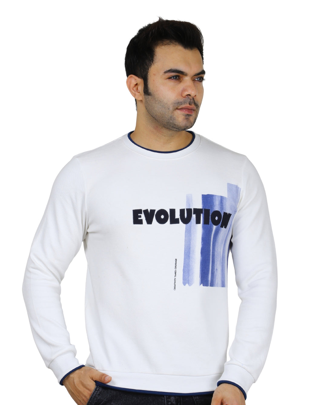 Men's Evolution Crew Creative Courage Sweatshirt Full Sleeve Pullover White