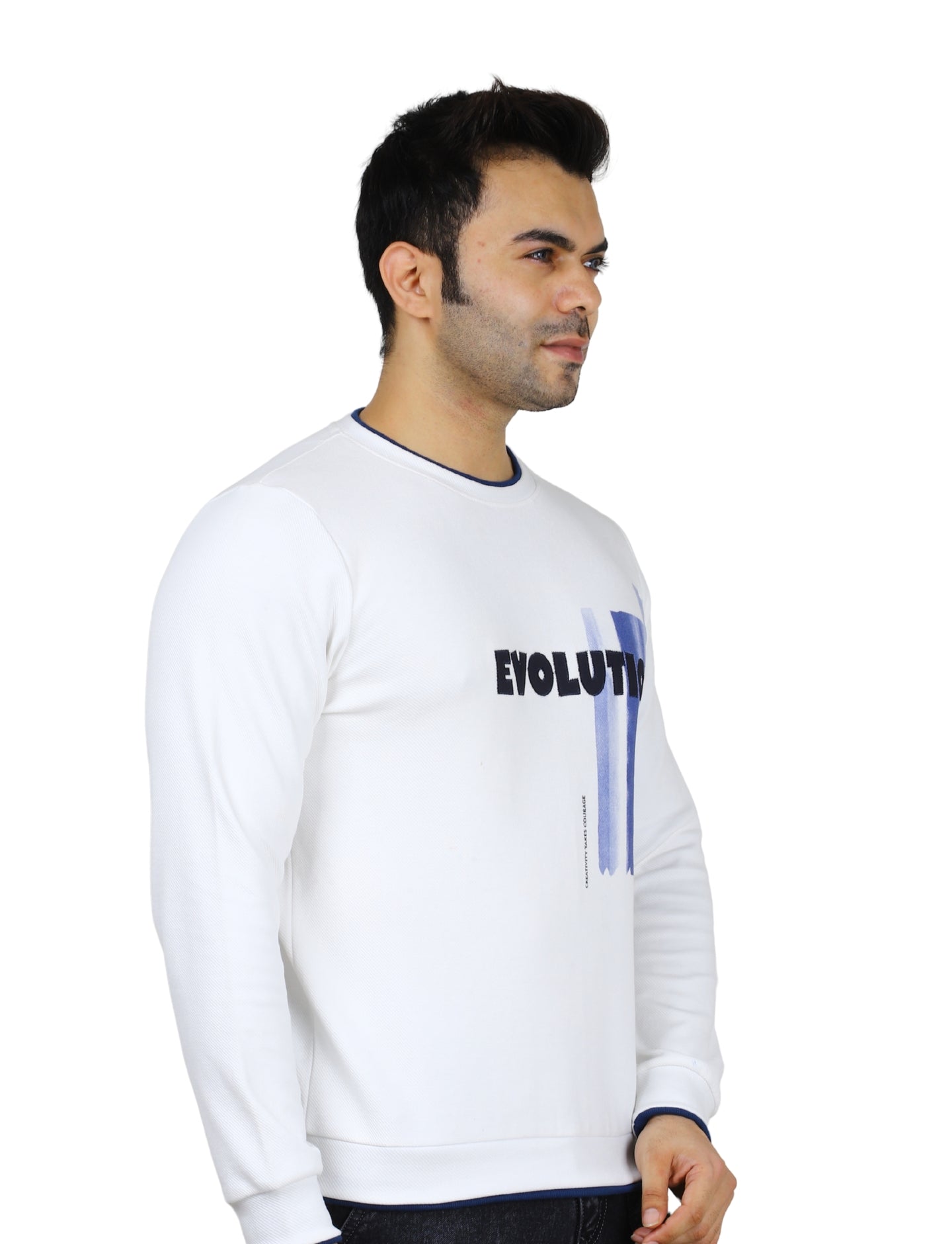 Men's Evolution Crew Creative Courage Sweatshirt Full Sleeve Pullover White