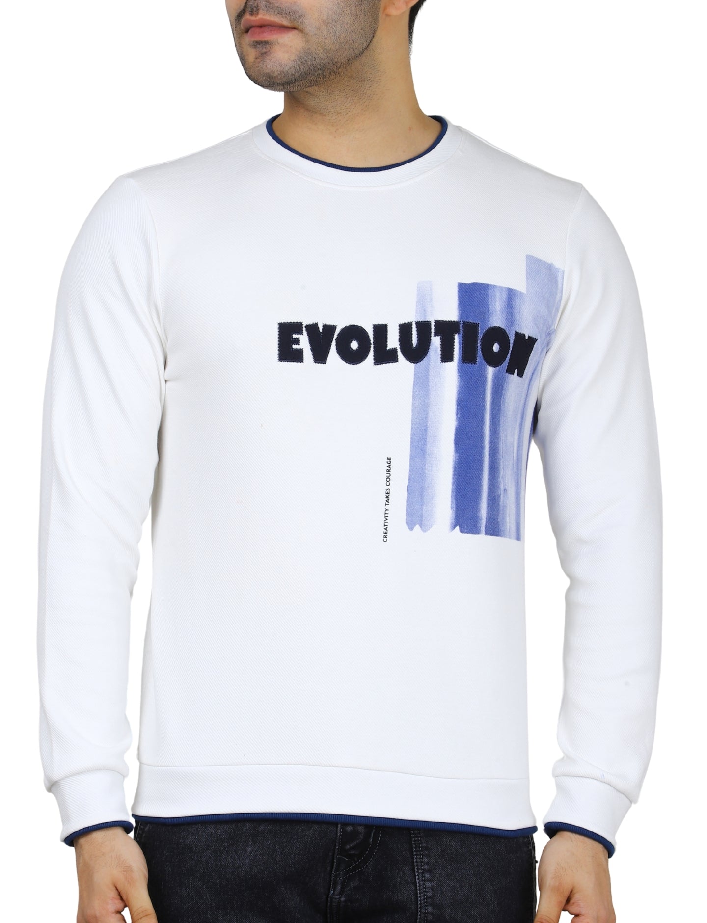 Men's Evolution Crew Creative Courage Sweatshirt Full Sleeve Pullover White