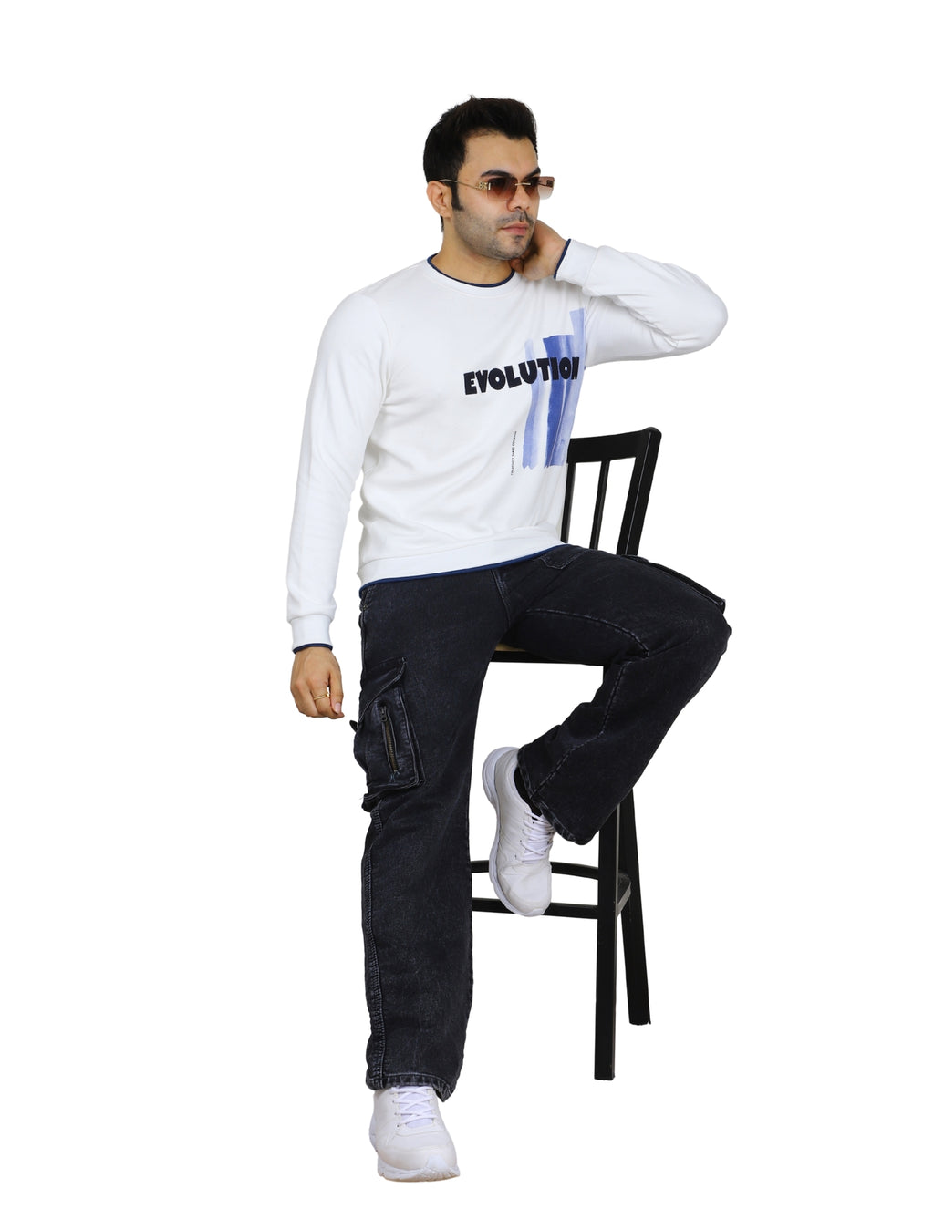 Men's Evolution Crew Creative Courage Sweatshirt Full Sleeve Pullover White