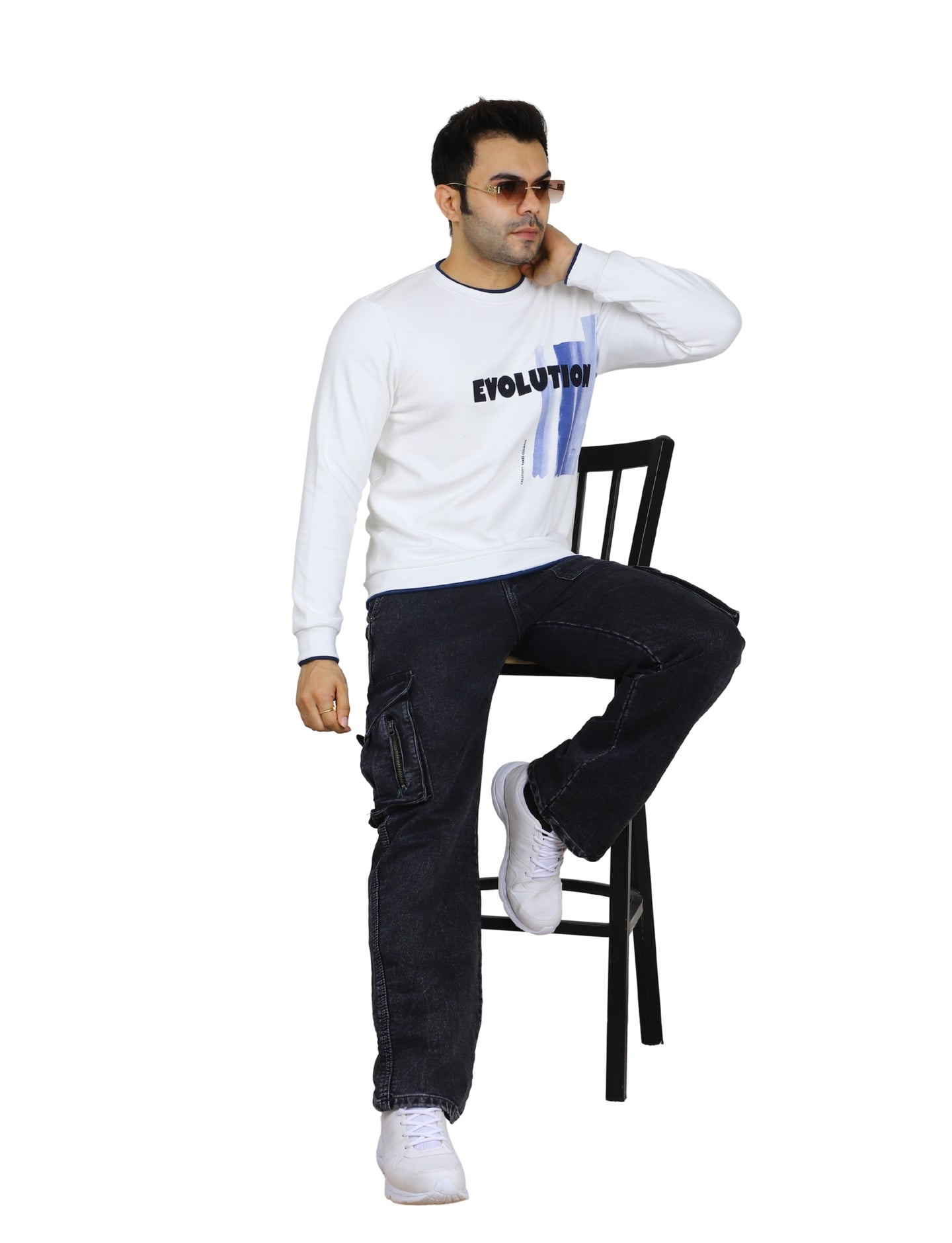 Men's Evolution Crew Creative Courage Sweatshirt Full Sleeve Pullover White